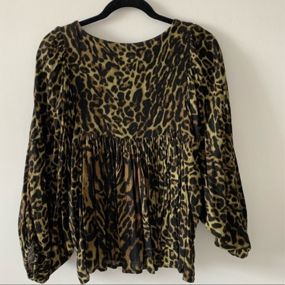 DENIM & SUPPLY RL Animal Print Boho Peasant Top - Picture 5 of 13